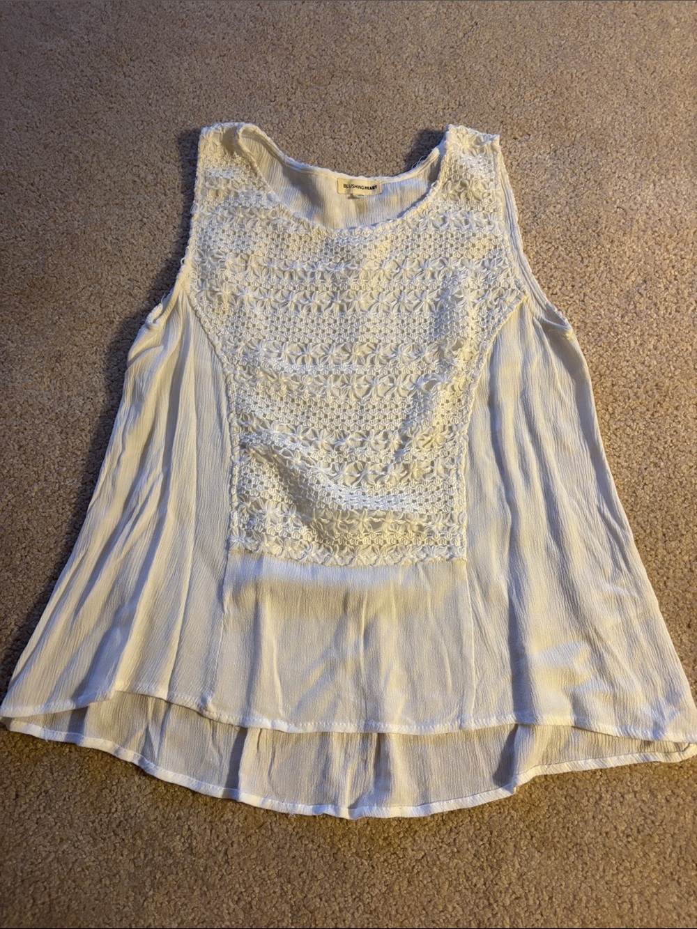 Lace-Front White Sleeveless Camisole
